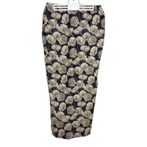 NWT PrettyLittleThing Navy Pencil Skirt with Gold Floral Print size 6 bodycon